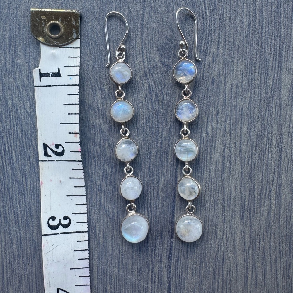 Sterling silver and moonstone earrings - Picture 3 of 3